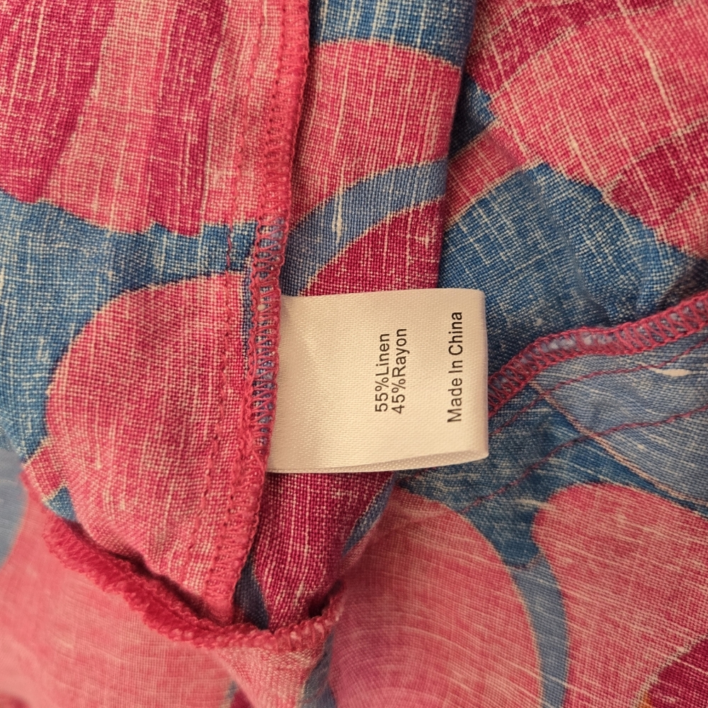 Tuckernuck Cameran Eubanks Linen Pink Blue Floral Wild Azalea Edisto Dress, L - Picture 10 of 11